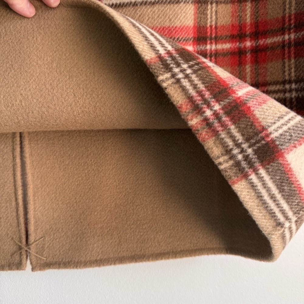 Vintage Pendleton Plaid & Camel Brown Reversible Skirt Size 16 Wool Preppy - Picture 2 of 7
